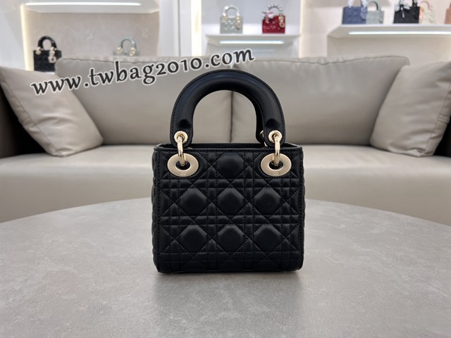 Dior专柜新款Lady女包迪奥高仿原单三格羊皮黑色Classic Lady戴妃包 djfk1274